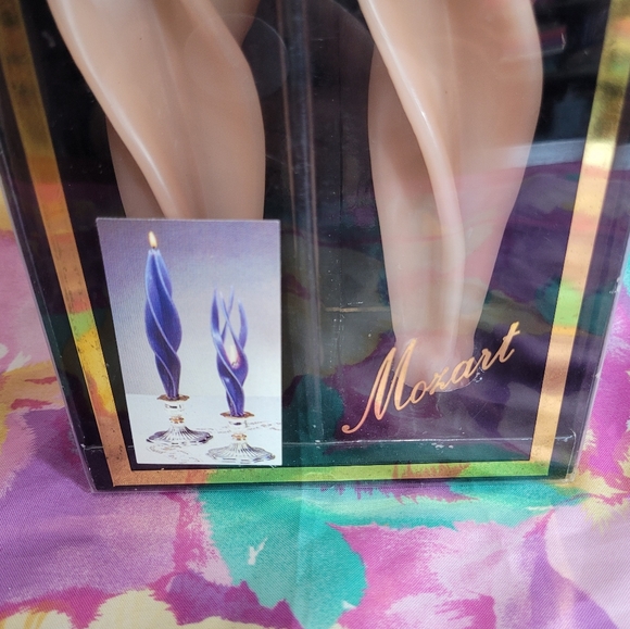 Vintage Montanna Mozart feather taper candlesticks pale salmon pink deadstock - Picture 3 of 8